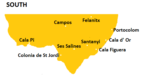 Map of Southern Mallorca