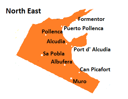 Map of North-Eastern Mallorca